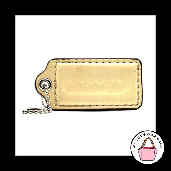 2.5" Large COACH Yellow Patent Leather Nickel Fob Bag Charm Keychain Hang Tag - Picture 1 of 2